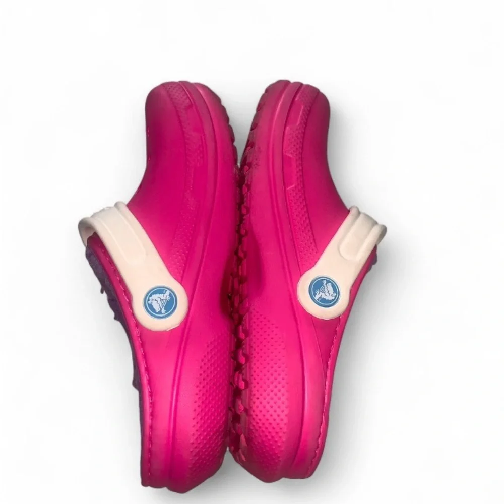 💕 CROCS classic lined clog slip on girl size 2 junior pink sandals